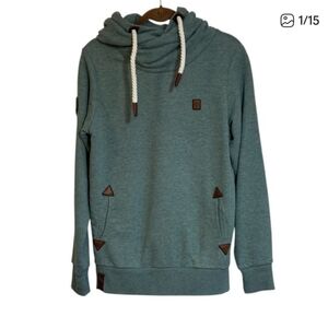 Naketano Green Hoodie Large Unisex Leather Accents